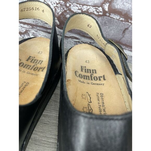 Finn Comfort Sylt Black Leather Triple Strap Wedge Sandals Men’s Sz 43EU/10M US - Picture 12 of 16